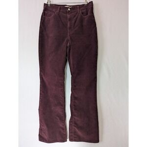 Levi's Premium Ribcage Boot Corduroy Pants Burgundy Super High Rise Womens 32